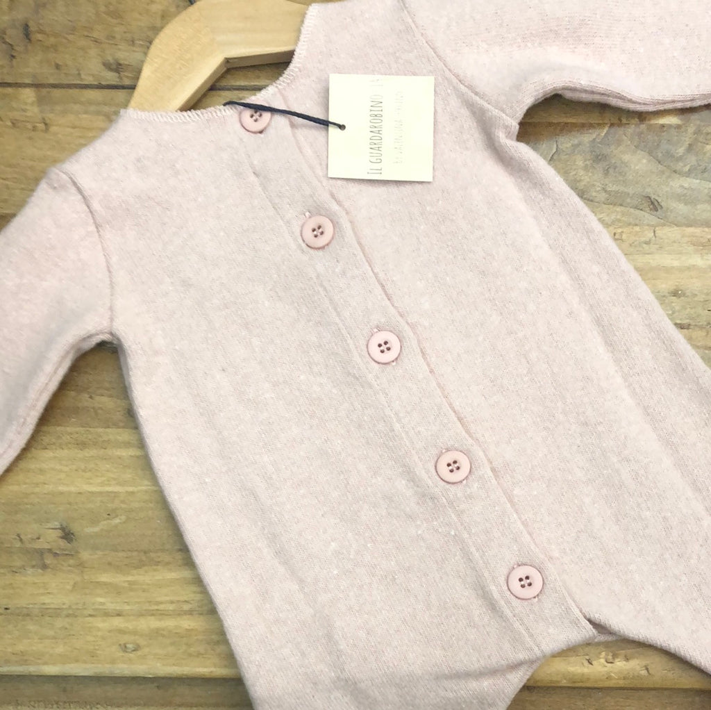 Tutina neonata con rouches rosa polvere – Coccum